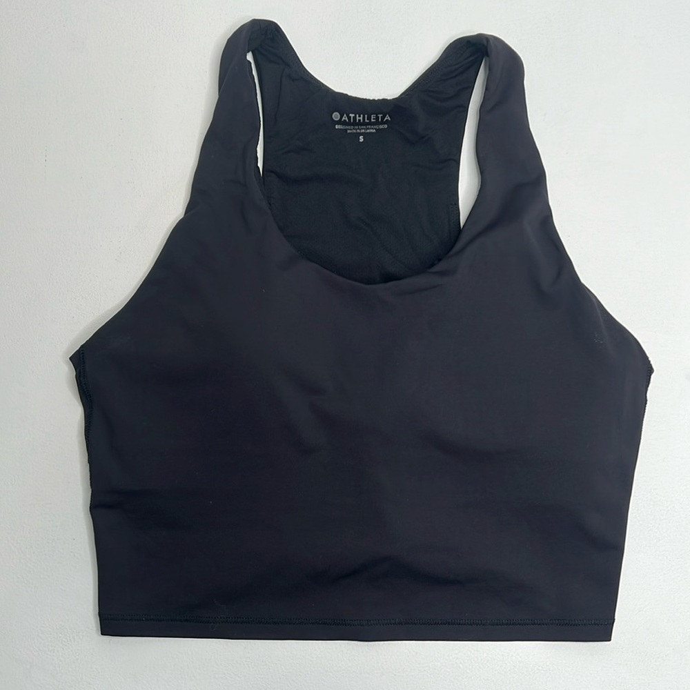 Athleta black cropped sports bra tank top size small